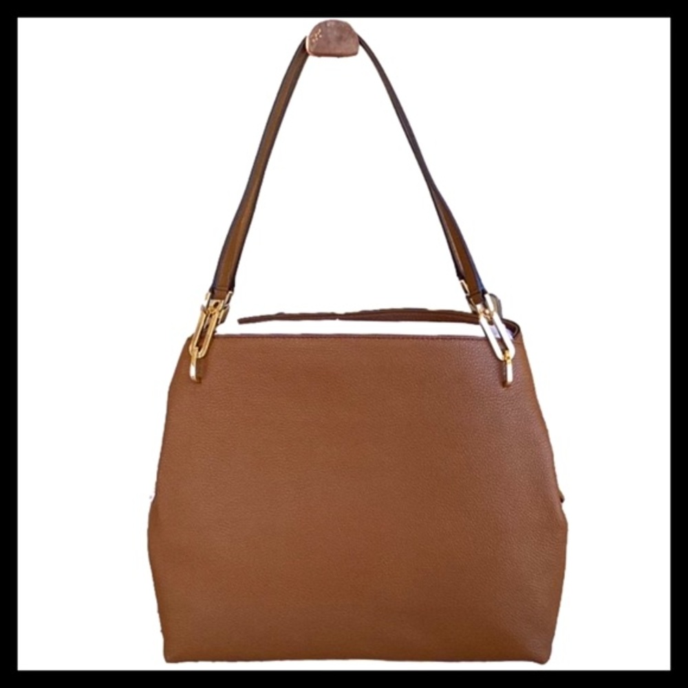 MICHAEL KORS Leighton Large Shoulder Bag Pebbled Leather Color: Luggage - Picture 5 of 11
